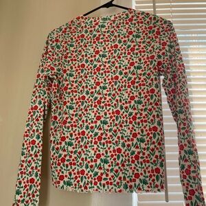 Cat & Jack Red and Green Floral Kids Blouse